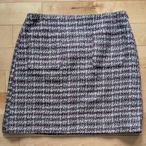LOFT Purple and Mint Houndstooth Mini Skirt